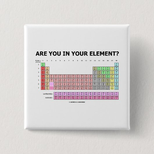 Ben je in je element? (Periodieke Humor) Vierkante Button 5,1 Cm (Voorkant)