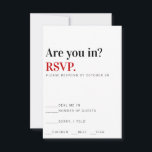 Ben je in? Vegas Huwelijksreactiekaart RSVP Kaartje<br><div class="desc">Moderne typografie   Vegas-sfeer</div>