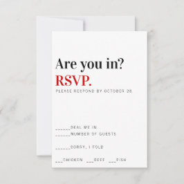 Ben je in? Vegas Huwelijksreactiekaart RSVP Kaartje