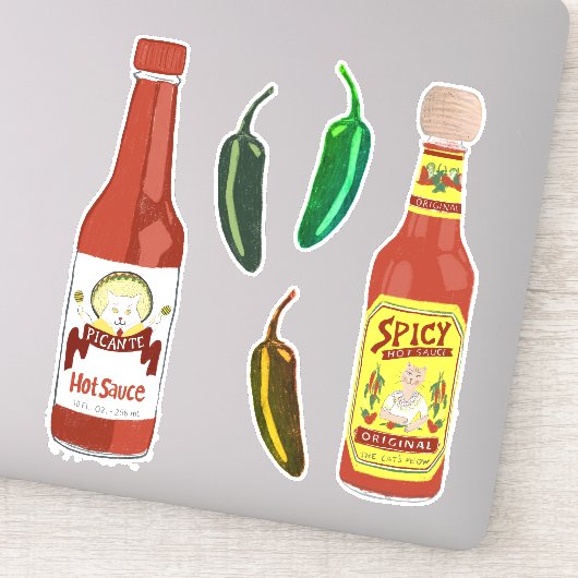 Ben je Kitten? Hot Sauces Cute Cat Spicy Salsa Sticker (Detail)