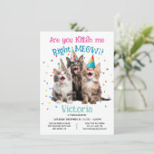 Ben je kitten me goed miauw verjaardag party kat kaart (Staand voorkant)