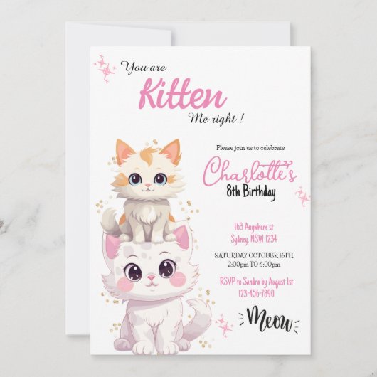 Ben je Kitten me kat Verjaardagsuitnodiging Kaart (Voorkant)