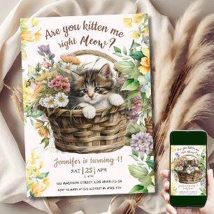 Ben je kitten me miauw?   Kat meisje 1e verjaardag Kaart