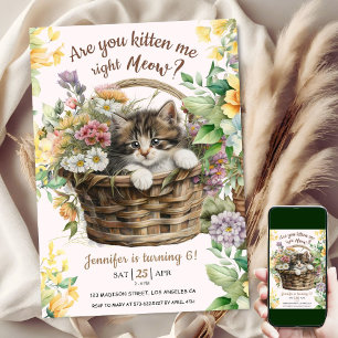 Ben je kitten me miauw? Kat Meisje 6e Verjaardag Kaart