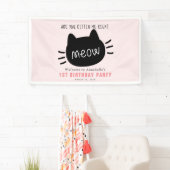 Ben je kitten me net miauw roze verjaardag spandoek (Insitu)