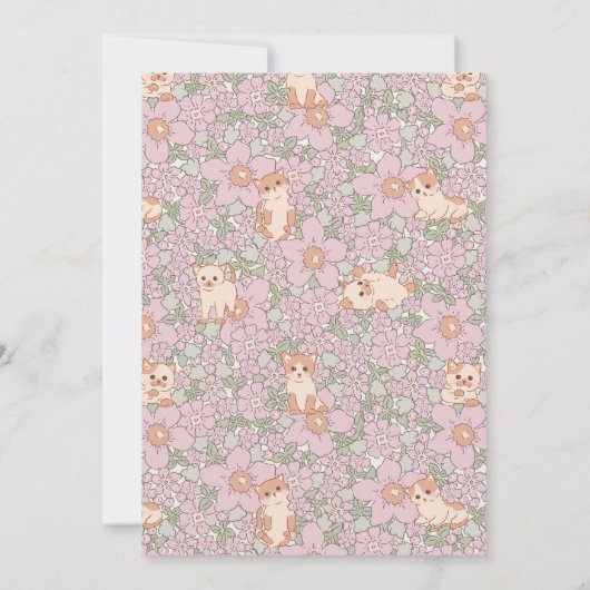 Ben je kitten me recht miauw bloem 1e verjaardag kaart (Achterkant)