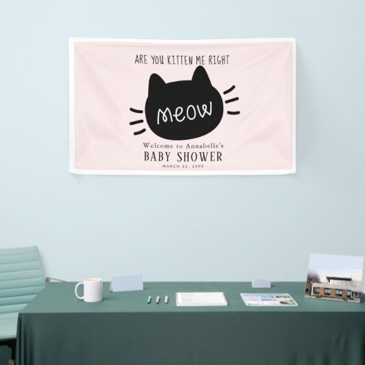 Ben je kitten me recht miauw roze Baby shower Spandoek (Beurs)