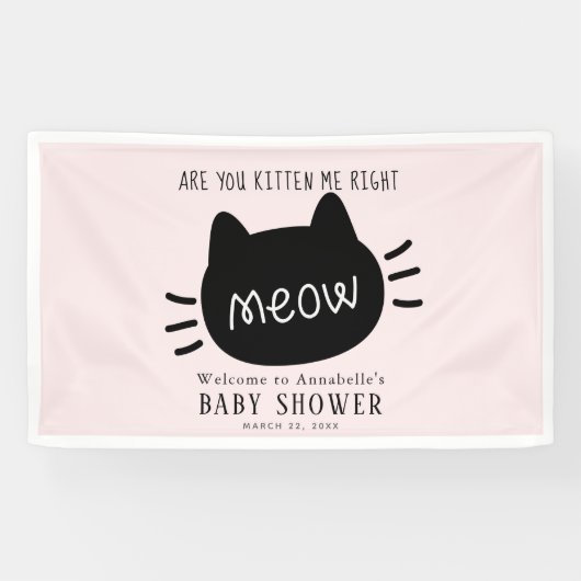 Ben je kitten me recht miauw roze Baby shower Spandoek (Horizontaal)