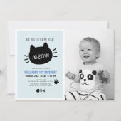 Ben je kitten me rechts miauw blauwe verjaardag fo kaart (Voorkant)