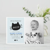 Ben je kitten me rechts miauw blauwe verjaardag fo kaart (Staand voorkant)