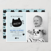 Ben je kitten me rechts miauw blauwe verjaardag fo kaart (Voorkant / Achterkant)