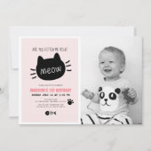 Ben je kitten me rechts miauw roze verjaardag foto kaart (Voorkant)