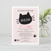 Ben je kitten me roze meisje Baby shower per post Kaart (Staand voorkant)