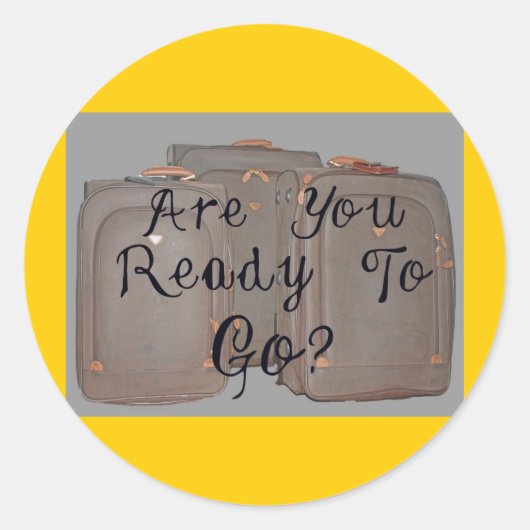 BEN JE KLAAR OM TE GAAN? RONDE STICKER (Voorkant)