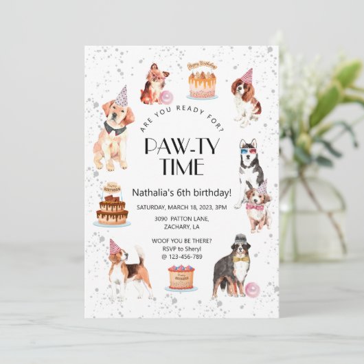 Ben je klaar voor Dog Pawty Verjaardag Kaart (Staand voorkant)