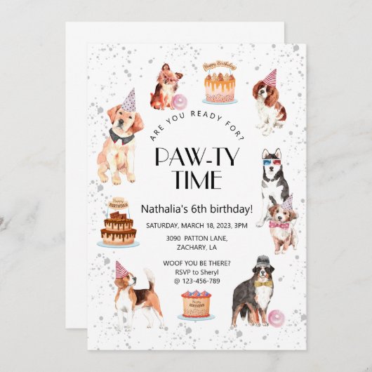 Ben je klaar voor Dog Pawty Verjaardag Kaart (Voorkant / Achterkant)