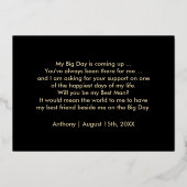 Ben je mijn beste man? Black Gold Wedding Folie Uitnodiging (Achterkant)