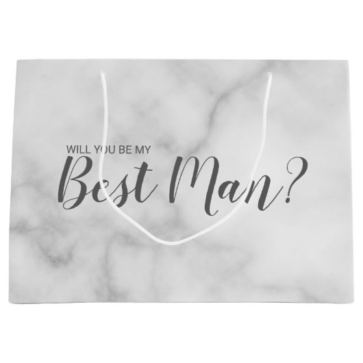 Ben je mijn beste man? Elegant Marble Script Groot Cadeauzakje (Voorkant)