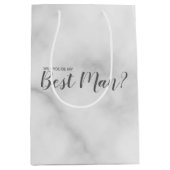 Ben je mijn beste man? Elegant Marble Script Medium Cadeauzakje (Voorkant)