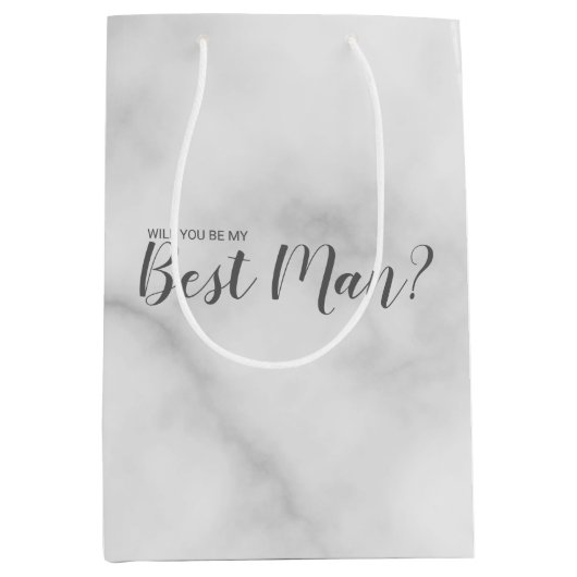 Ben je mijn beste man? Elegant Marble Script Medium Cadeauzakje (Voorkant)