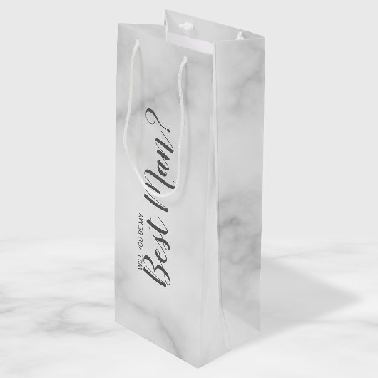 Ben je mijn beste man? Elegant Marble Script Wijn Cadeautas
