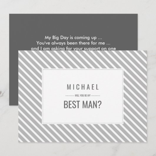 Ben je mijn beste man? grijze band patroon kaart (Voorkant / Achterkant)