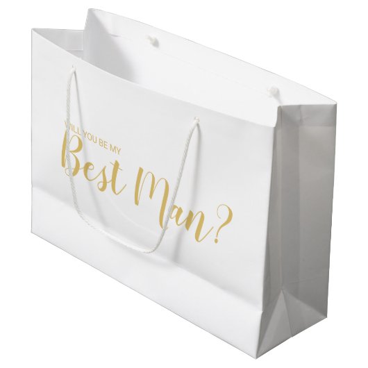 Ben je mijn beste man? Modern Script Gold Groot Cadeauzakje (Voorkant Gekanteld)