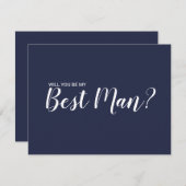 Ben je mijn beste man? Modern Script Navy Blue Kaart (Voorkant / Achterkant)