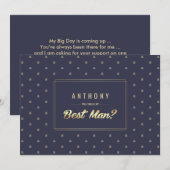Ben je mijn beste man? Navy Blue Gold Wedding Kaart (Voorkant / Achterkant)