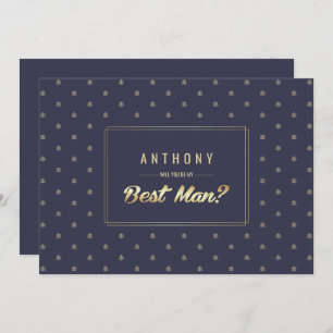 Ben je mijn beste man? Navy Blue Gold Wedding Kaart