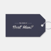 Ben je mijn beste man? Navy Blue Silver Wedding Cadeaulabel (Voorkant (Horizontaal))