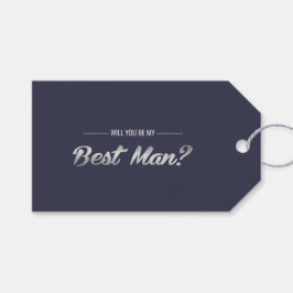 Ben je mijn beste man? Navy Blue Silver Wedding Cadeaulabel