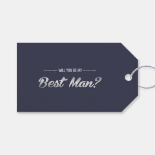 Ben je mijn beste man? Navy Blue Silver Wedding Cadeaulabel