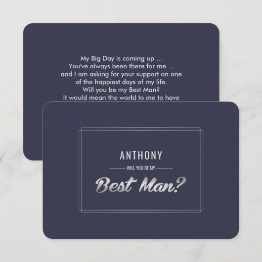 Ben je mijn beste man? Navy Blue Silver Wedding Kaart (Voorkant / Achterkant)