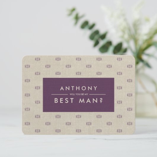 Ben je mijn beste man? Plum Beige Pattern Kaart (Staand voorkant)