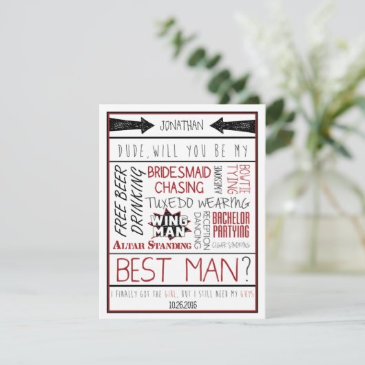 Ben je mijn beste man? Rood/zwart collage Kaart (Staand voorkant)