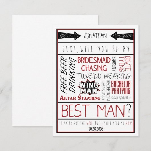 Ben je mijn beste man? Rood/zwart collage Kaart (Voorkant / Achterkant)