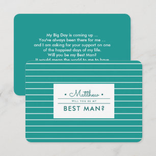 Ben je mijn beste man? Turquoise White Stripes Kaart