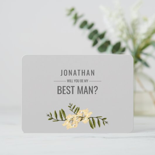 Ben je mijn beste man? Waterverf Branch Grey Kaart (Staand voorkant)