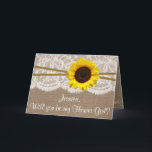 Ben je mijn bloem? Zonnebloem Rustic Burlap<br><div class="desc">Ben je mijn Bloemenmeisje? Zonnebloem,  Rustic Burlap en Kaarten met witte kant</div>