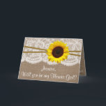 Ben je mijn bloem? Zonnebloem Rustic Burlap<br><div class="desc">Ben je mijn Bloemenmeisje? Zonnebloem,  Rustic Burlap en Kaarten met witte kant</div>