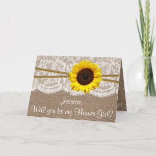 Ben je mijn bloem? Zonnebloem Rustic Burlap