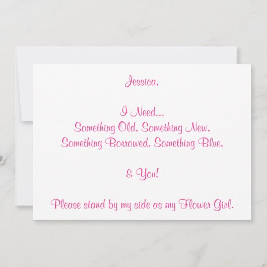 Ben je mijn Bloemenmeisje? Aangepaste Kaart voor b (Achterkant)