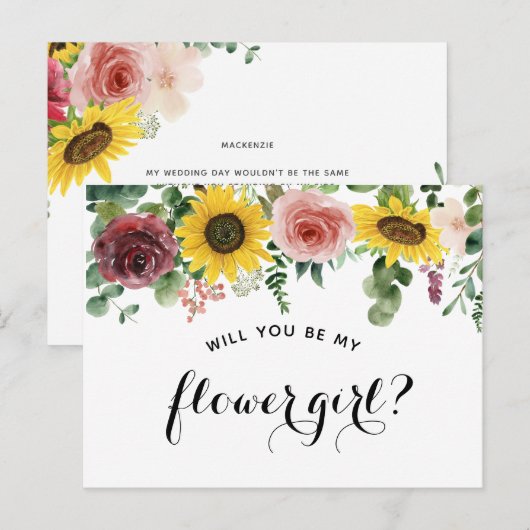 "Ben je mijn bloemenmeisje?" Aankondigingskaart (Voorkant / Achterkant)