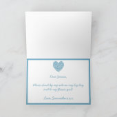 Ben je mijn Bloemenmeisje? Blue Heart Kaart (Binnen)