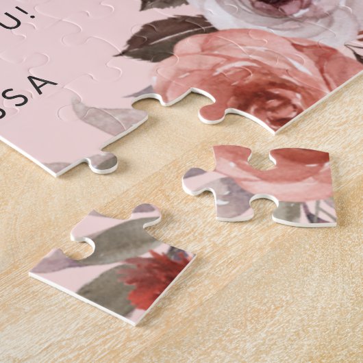 Ben je mijn Bloemenmeisje? Blush Pink Floral Legpuzzel (Zijkant)