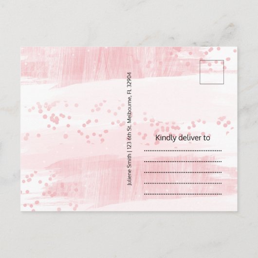 Ben je mijn Bloemenmeisje Blush Waterverf? Uitnodiging Briefkaart (Achterkant)