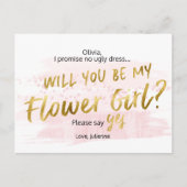 Ben je mijn Bloemenmeisje Blush Waterverf? Uitnodiging Briefkaart (Voorkant)