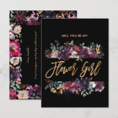 Ben je mijn Bloemenmeisje Burgundy Marsala? Uitnodiging Briefkaart (Voorkant / Achterkant)
