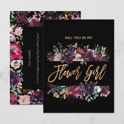 Ben je mijn Bloemenmeisje Burgundy Marsala? Uitnodiging Briefkaart (Voorkant / Achterkant)